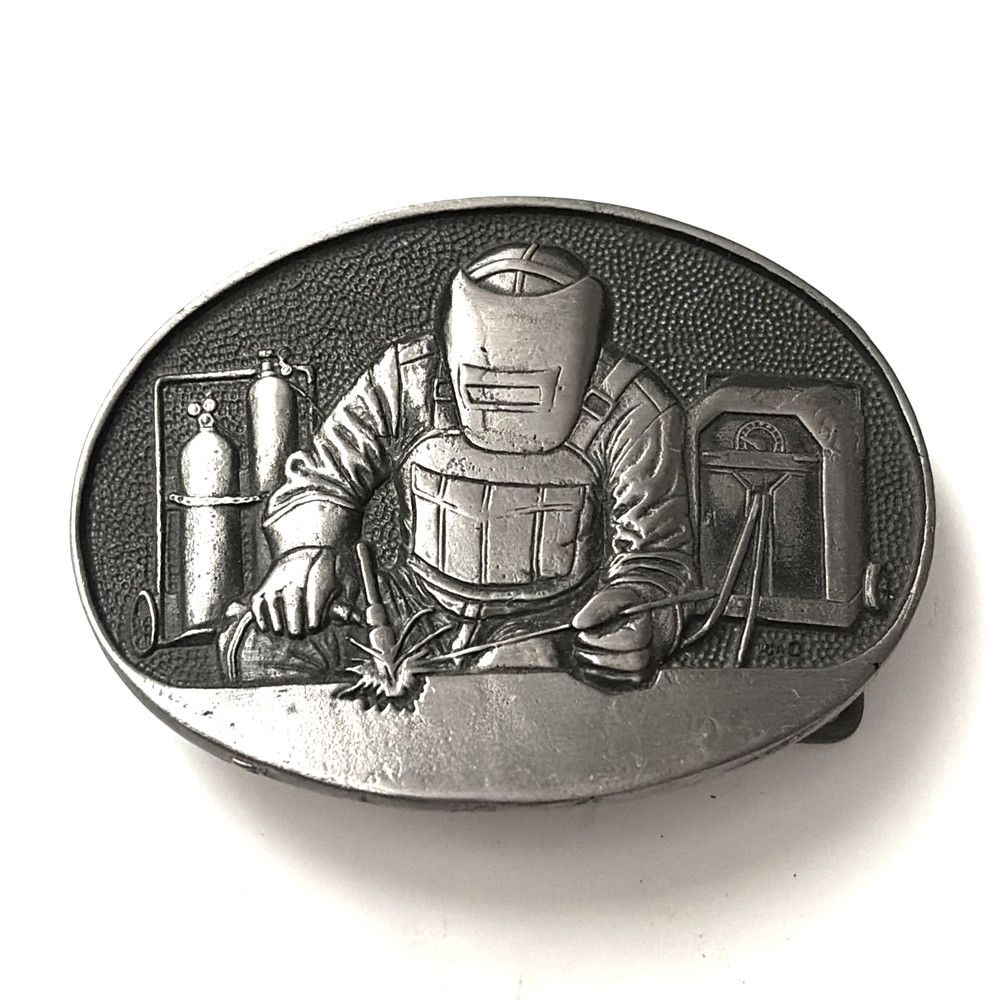 Vintage Welder Welding Award Design Medals Inc Oklahoma Diecast Belt Buckle