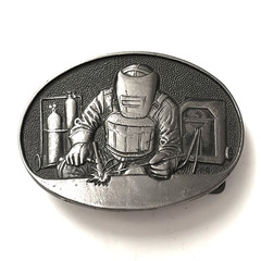 Vintage Welder Welding Award Design Medals Inc Oklahoma Diecast Belt Buckle