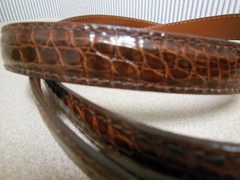 J. HILBURN Men&rsquo;s Brown Caiman Crocodile Belt Brass Buckle USA Size 47