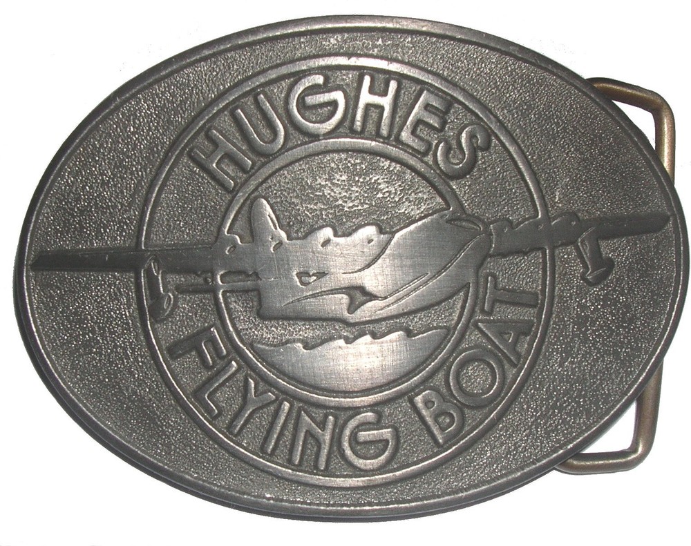 Hughes Flying Boat Pewter Belt Buckle 3 3/8 inch Long