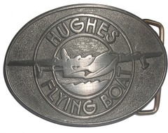 Hughes Flying Boat Pewter Belt Buckle 3 3/8 inch Long