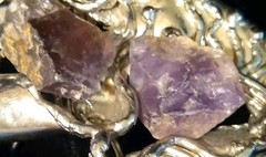 Vtg Copa Collection Brutalist Belt Buckle Silver/ Amethyst Modern Art SIGNED