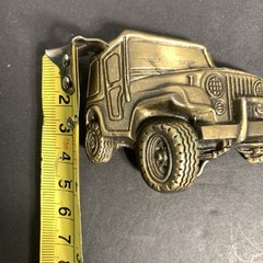 Vintage 70S Jeep Wrangler Brass Belt Buckle Made In USA M.B.C.I