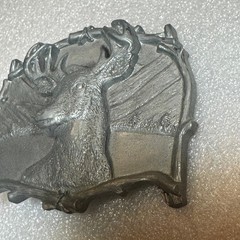 Deer Buck Belt Buckle Mountains Scene Antlers 1994 Reissue Collectible