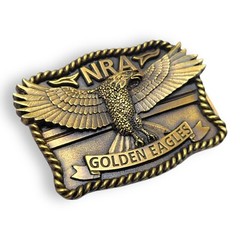 National Rifle Association Golden Eagles Brass Belt Buckle NRA Hunting Guns