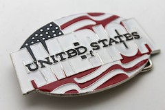 Men Women Buckle Fashion Silver Metal USA Flag United States America Statement