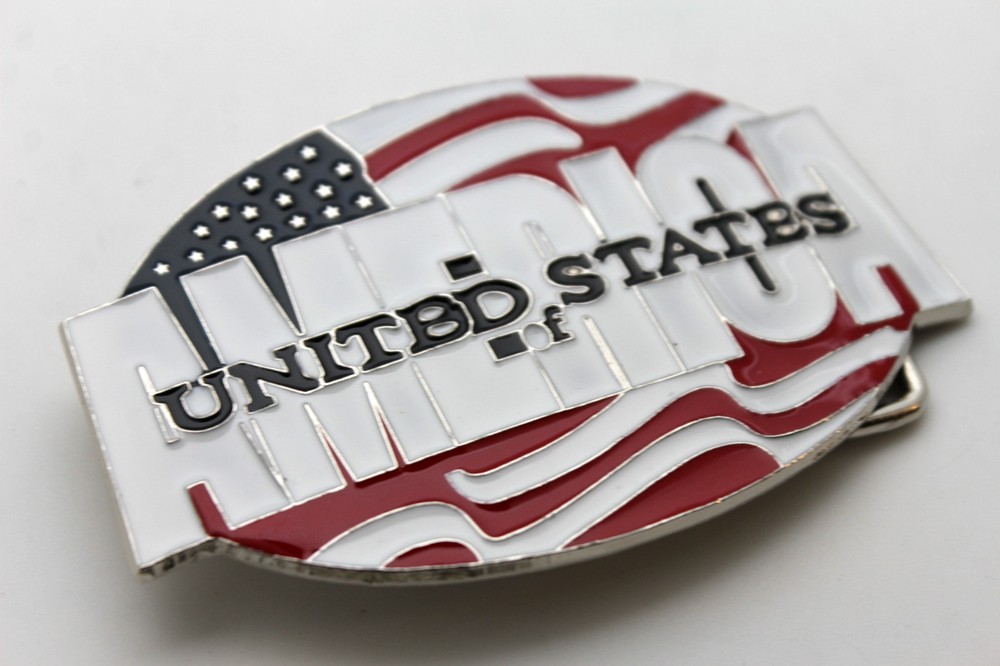 New Men Women Belt Buckle Fashion Silver Metal USA Flag United States Of America