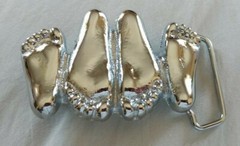 HAPPY FEET MAN WOMAN&rsquo;S NAUGHTY LOVERS LOVE CHROME Plated SOLID BRASS BELT BUCKLE