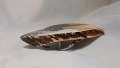 Belt Buckle Antler Elk Hand Painted Bird Signed By Artist Alice B Semich Nice