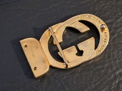 Gucci Interlocking Belt Buckle Gold Parfums Mod Brev Monogram 2.5 x 1.5 in