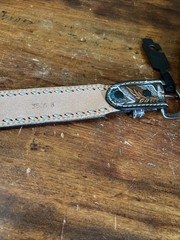 Handmade Patriotic Western Belt 30-Eagles-Brn/White-Blue-Stitches-Buckle-Leather