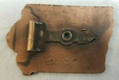 Hit Line AKRON Iowa Centennial 1882-1982 Brass Advertising Belt Buckle
