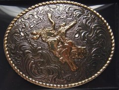 Crumrine M&F Western Oval BULL RIDER Belt Buckle c02105