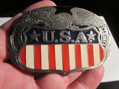 VINTAGE USA STARS AND STRIPES THEME BELT BUCKLE HEAVY GW-20