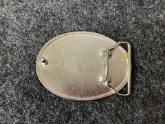 BELT BUCKLE, BRITISH UNION JACK FLAG, GLITTER ENAMEL (OVAL SHAPE, 3&Prime; X 2.5&Prime;)