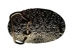 EAGLE Belt BUCKLE 2 1/4&Prime; x 3 1/8&Prime; Silver, Gold + Red Metal w Rope Edge Biker/USA