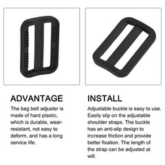 Bag Belt Glide Buckle (3.8cm/1.5&Prime;) 8Pcs, Plastic Adjustable Buckle Fasteners