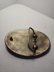 Vintage Sliver Tone The State of Texas Belt Buckle 3.75&Prime; Western Oval Star -jj