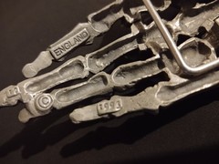 Rare Vintage 1993 Pagan Made In England Skeleton Death Hand Belt Buckle Rare 6”