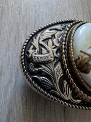 Vintage Perry’s Western Cowboy Belt Buckle Horse Head Rodeo USA Silver Tone