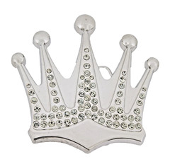 Papa Crown Belt Buckle Feathers Silver Metal Rhinestone High-end Fashion Quality