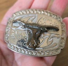 Western Silvertone Longhorn Bull Head Belt Buckle Cowboy/Cowgirl For 1&Prime; Strap