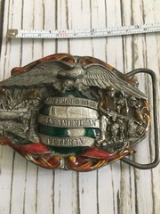 Vintage 1986 Brass USA Patriotic Proud To Be An American Veteran Belt Buckle War