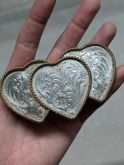 vintage MONTANA SILVERSMITHS belt buckle WESTERN sterling silver plate HEARTS