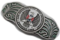 Men Women Silver Metal Belt Buckle Long Los Angeles LA Fire Department Flag 1888