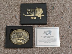NRA 2013 GOLDEN EAGLES BELT BUCKLE IN BOX FANTASTIC