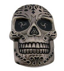 Skull Belt Buckle Pirate Crossbones Silver Metal Fashion Costume Halloween Mens
