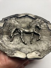 Vintage 1976 Bergamot Horse Belt Buckle. Horse Prancing .Stamped I-144