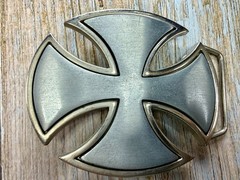 Maltese Celtic Iron Cross Gothic Punk Biker Vibe Cutout Silver Color Belt Buckle