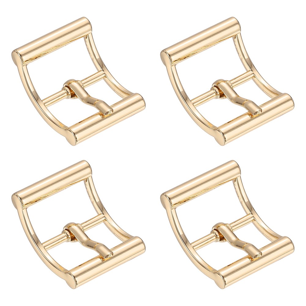 4Pcs Single Prong Belt Buckle 0.75&Prime; ID Curved Bow Buckle for Shoes, Light Gold