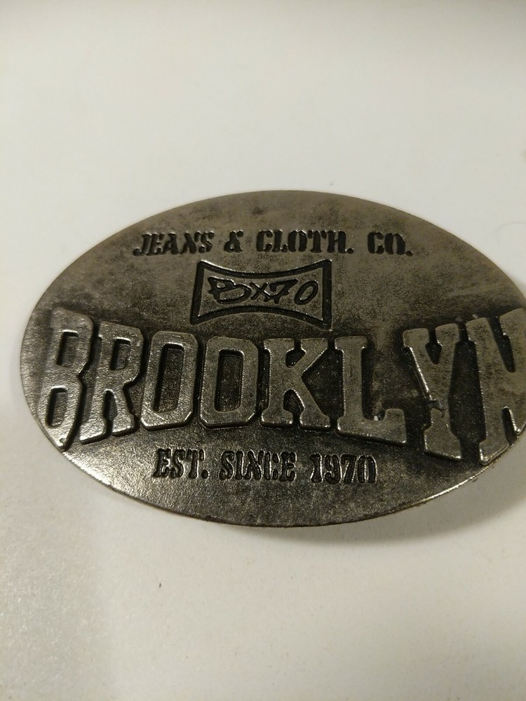 Brooklyn Jeans & Clothing Co. Brand Belt Buckle Metal Silver Gray BX70 Adult