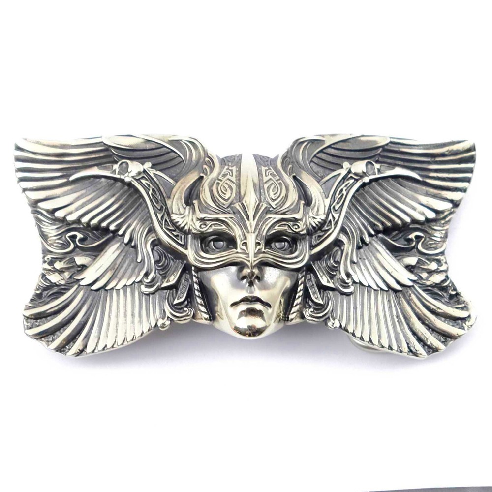 Valkyrie german silver belt buckle, Scandinavian Nordic Celtic Viking buckle