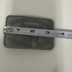 Vintage International Skamper Camper Club Belt Buckle Silver Tone RV Flag
