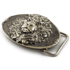 King Lion German silver belt buckle, Animal head, handmade lion belt buckle