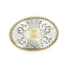 Nocona Antique Scroll & Initial Oval Belt Buckle 37072