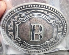 New! Montana Silversmiths Letter B BELT BUCKLE Copper And Silver