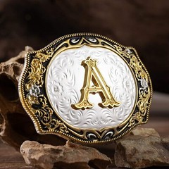 Western Belt Buckle Initial Letters ABCDMRJ to Z Cowboy Rodeo Small Gold Belt US