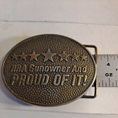 Vintage Norman Foundry NRA Belt Buckle Gunowner And Proud Of It made in USA