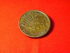 VINTAGE 2 3/8&Prime; ACROSS 1890 INDIAN HEAD CENT PENNY BRASS BELT BUCKLE