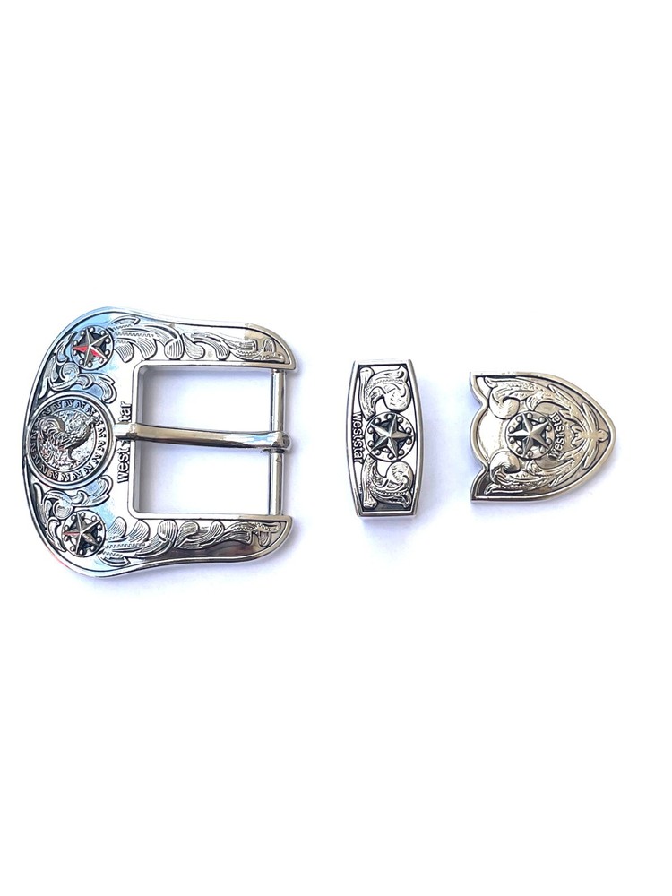 Western Buckle Set 3 Piece Rooster Buckle Star Buckle Hebilla Vaquero Gallo 1.5