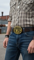 Men Gold Metal Belt Buckle Deer Nature Hunter Western Fashion Cowboys Jeans Pant