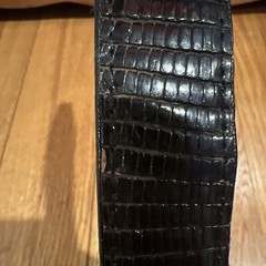 L.F.B. Black Lizard Skin Belt Self Locking Buckle Vintage 42”