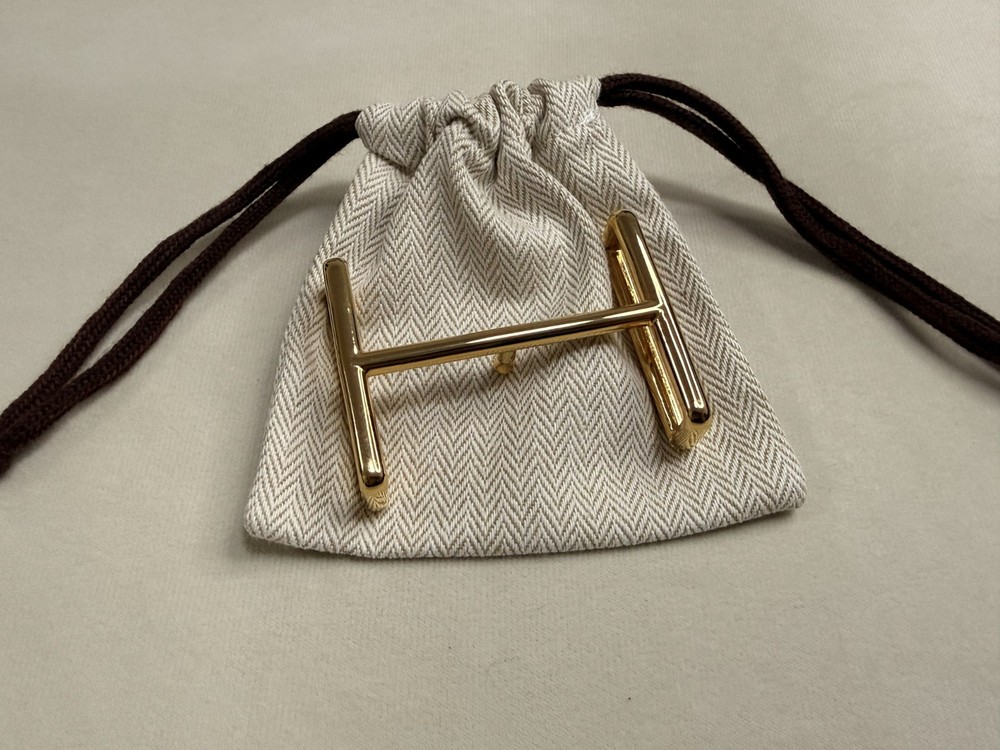 38mm Buckle Replacement Belt Buckle Polished Gold/Silver H with Pouch