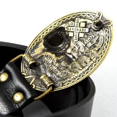 Brass belt buckle « 3D Klamra », Skull buckle, Ukrainian Molfar, Logo Klamra