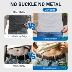 Mechanic Buckless Belts for Men No Fit Waist 36&Prime;-38&Prime;, Retro Brown Leather