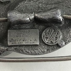 Vintage 90s Eagle Western Cowboy Belt Buckle Siskiyou Pewter 1990 USA